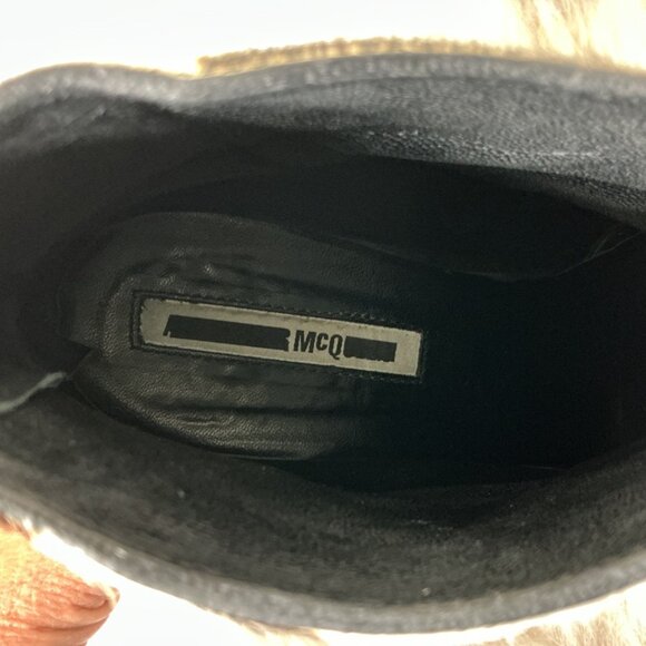 McQ Alexander McQueen Brown Ivory Spotted Calf Hair Ankle Boots EU 41 US 11 - Picture 9 of 9